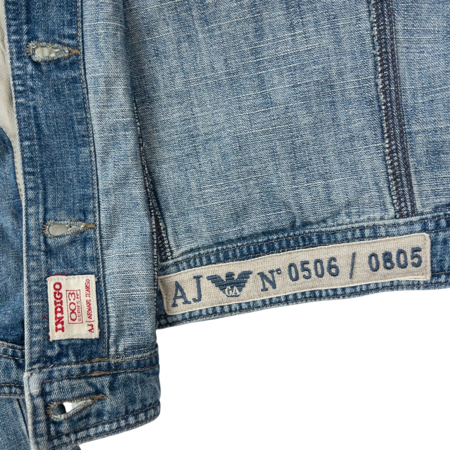 Vintage 2000s Armani Jeans Button Up Denim Jacket Womens Size M | Medium, Blue
