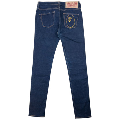 Vintage Bape Embroidered Denim Skinny Jeans Size XS