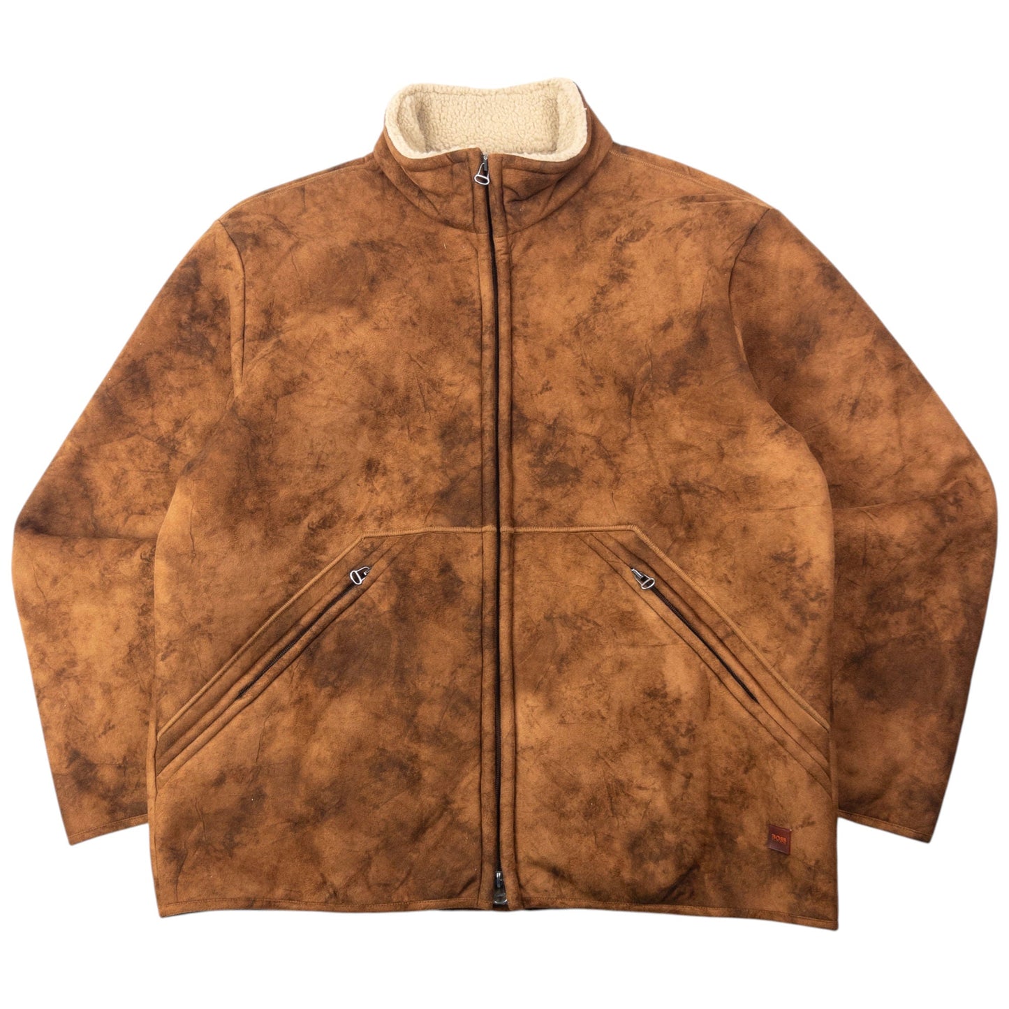 Vintage 90s Hugo Boss Fleece Lined Suede Jacket Size XL | XL, Brown