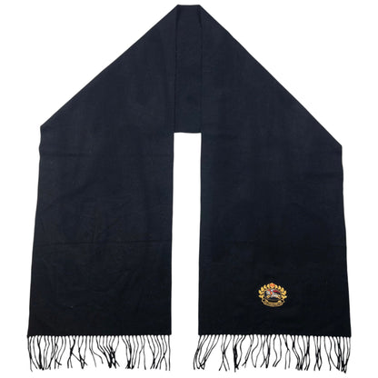 Vintage Burberry Embroidered Lambswool Tassel Scarf