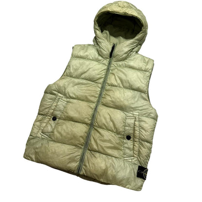 Stone Island Garment Dyed Down Gilet | Large, Light Green