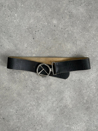 Vintage 1990s Leather Chunky Circular Belt - W34-38