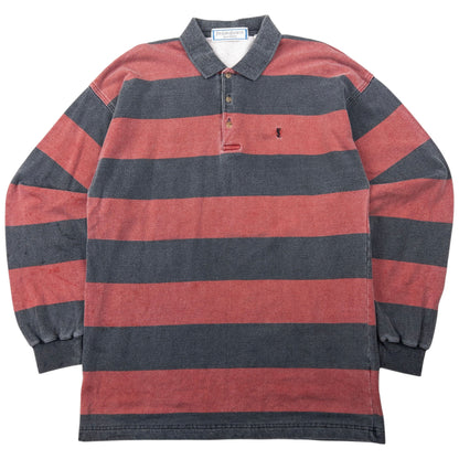 Vintage YSL Yves Saint Laurent Striped Long Sleeve Polo Shirt Size L
