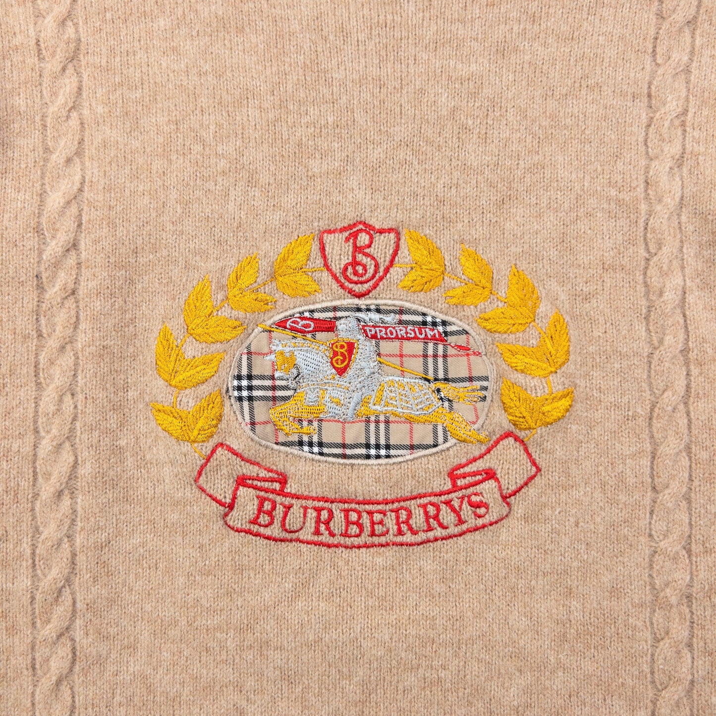 Vintage 90s Burberry Embroidered Wool Jumper Size XS