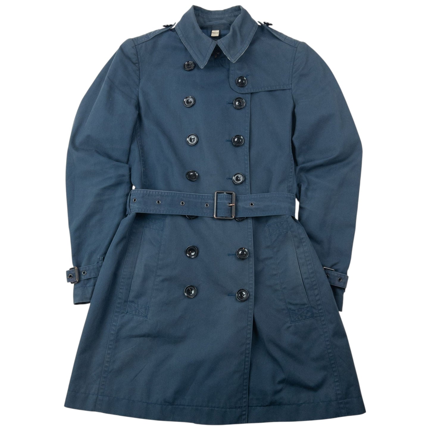 Vintage Burberry Brit Nova Check Lined Belt Waist Trench Jacket Womens Size S | Small, Navy