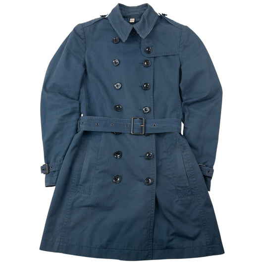 Vintage Burberry Brit Nova Check Lined Belt Waist Trench Jacket Womens Size S | Small, Navy