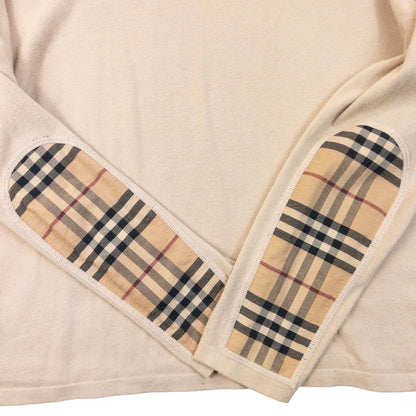 Vintage 2000s Burberry Nova Check Sleeve Patch Jumper Size S | Small, Beige