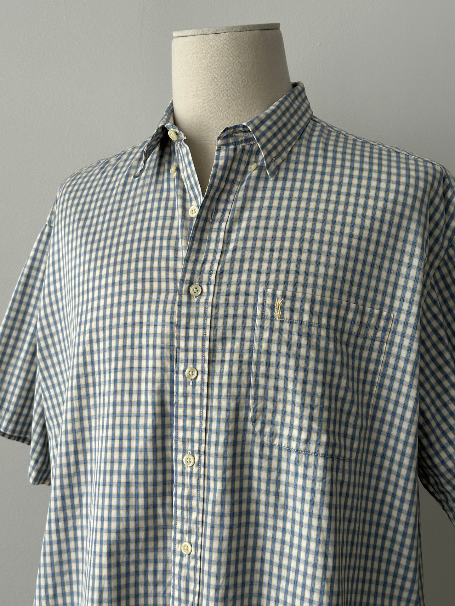 Yves Saint Laurent Pour Homme 1990s Check Short Sleeve Shirt - XXL