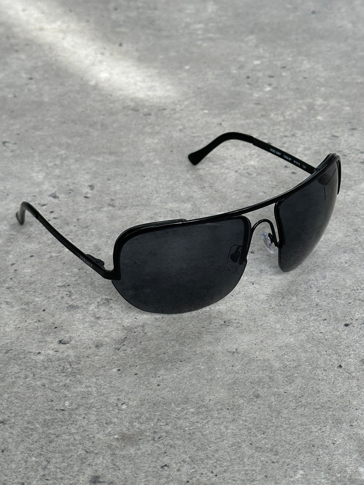 Versace 2000s Shield Aviator Logo Sunglasses
