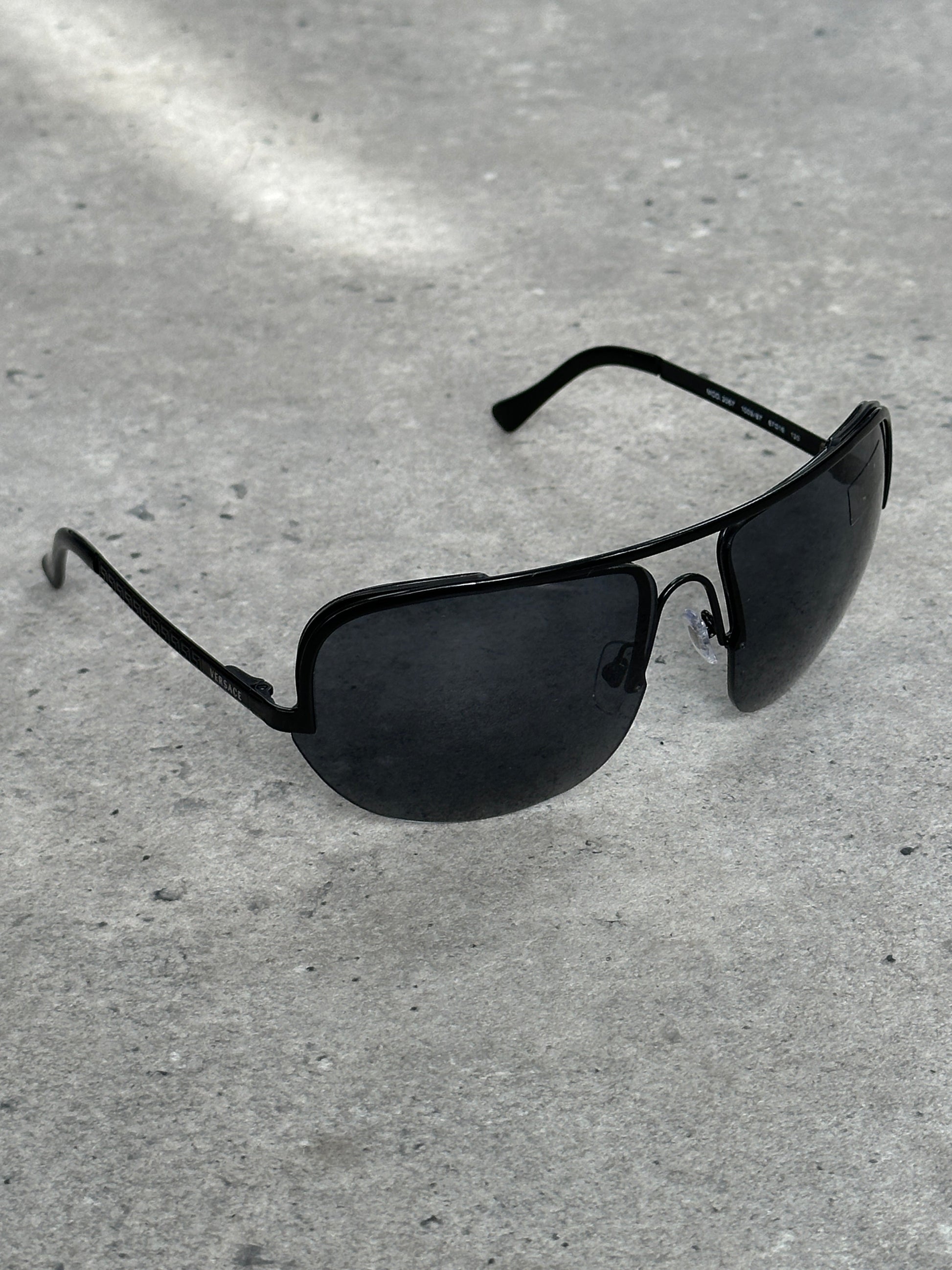 Versace 2000s Shield Aviator Logo Sunglasses