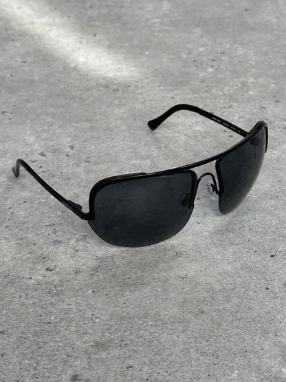Versace 2000s Shield Aviator Logo Sunglasses