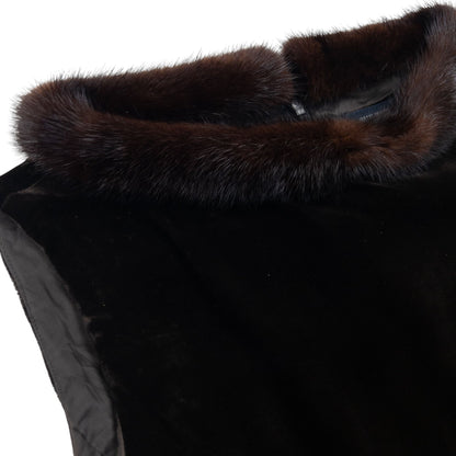 Vintage 2000s Burberry Fur Collar Velour Dress Womens Size S | Small, Brown