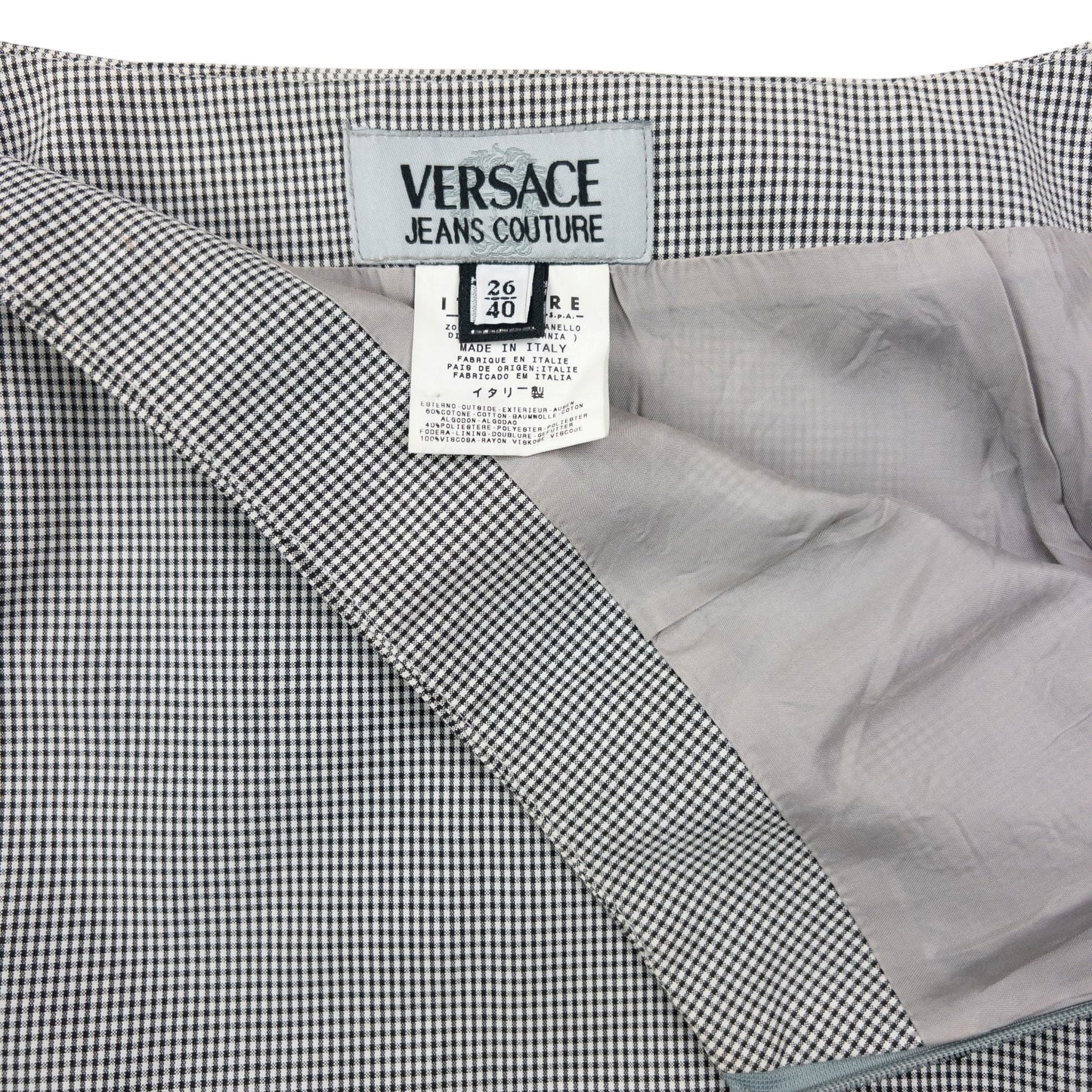 Vintage 2000s Versace Jeans Couture Checkered Skirt Womens Size W24 | XS, Multicoloured