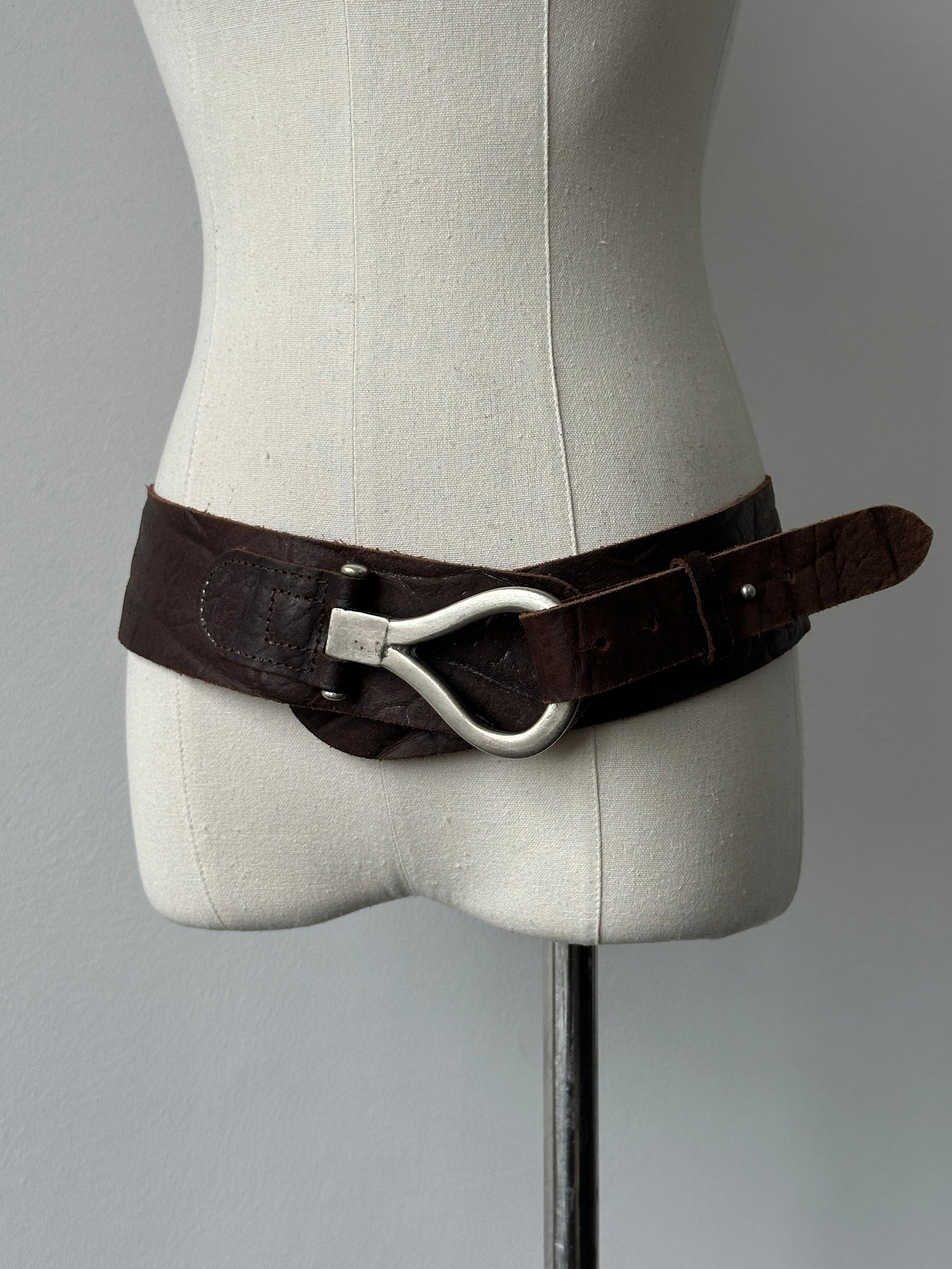 Vintage 1990s Leather Chunky Belt - W34-38