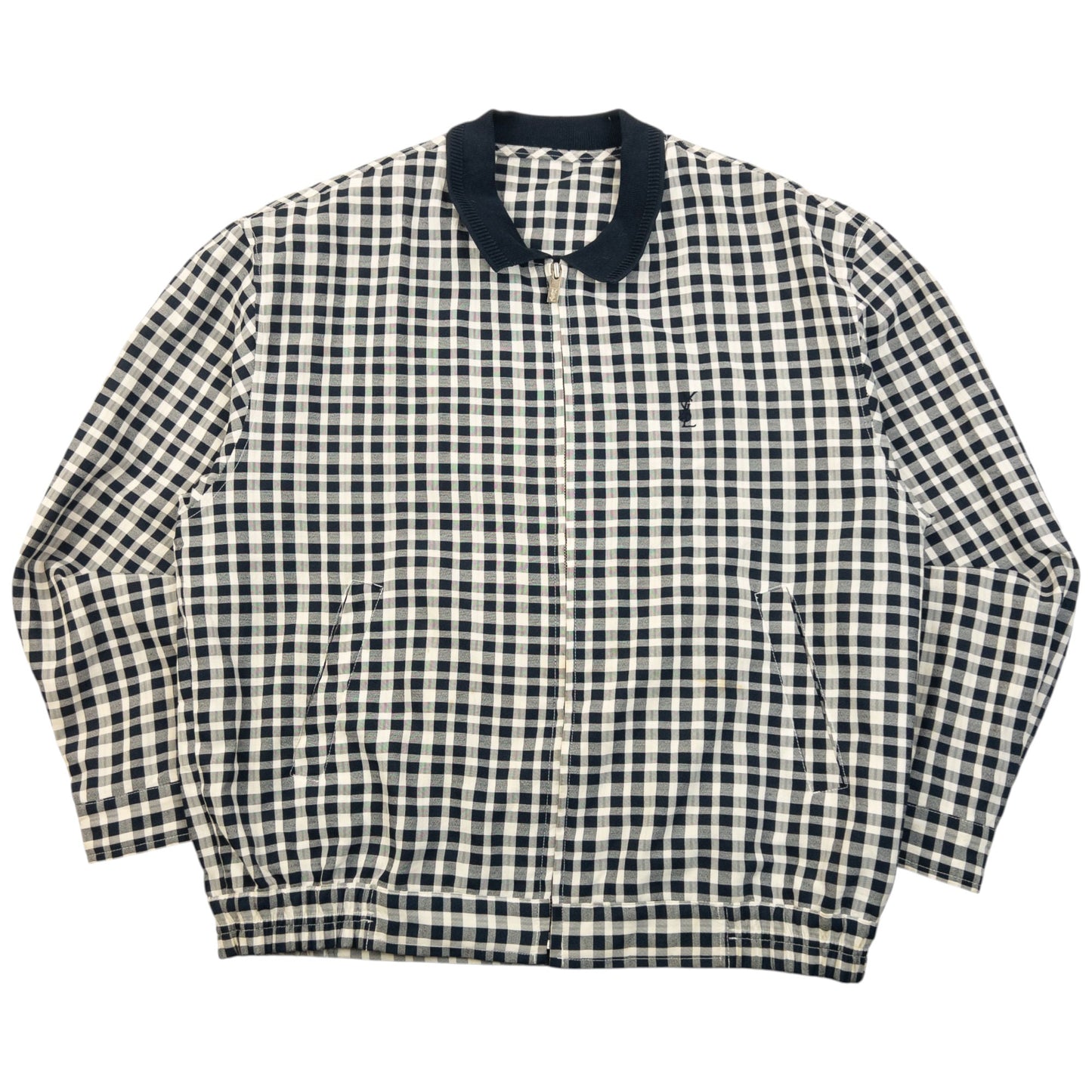 Vintage 90s YSL Yves Saint Laurent Checkered Harrington Jacket Size M | Medium, Multicoloured