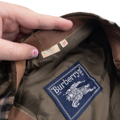 Vintage 90s Burberry Nova Check Wool Flat-Cap Hat | O/S, Brown
