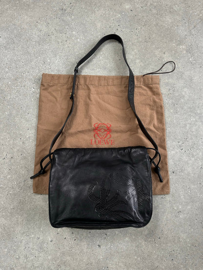 Loewe 1990s Ruched Leather Anagram Crossbody Bag