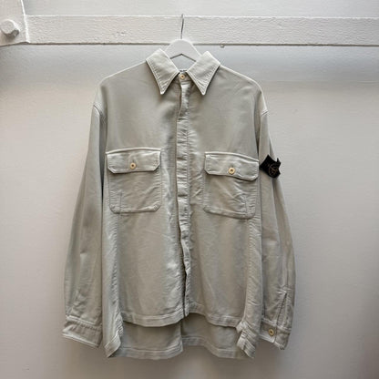 90s Stone Island Moleskin Overshirt Light Grey (L) | Large, Grey