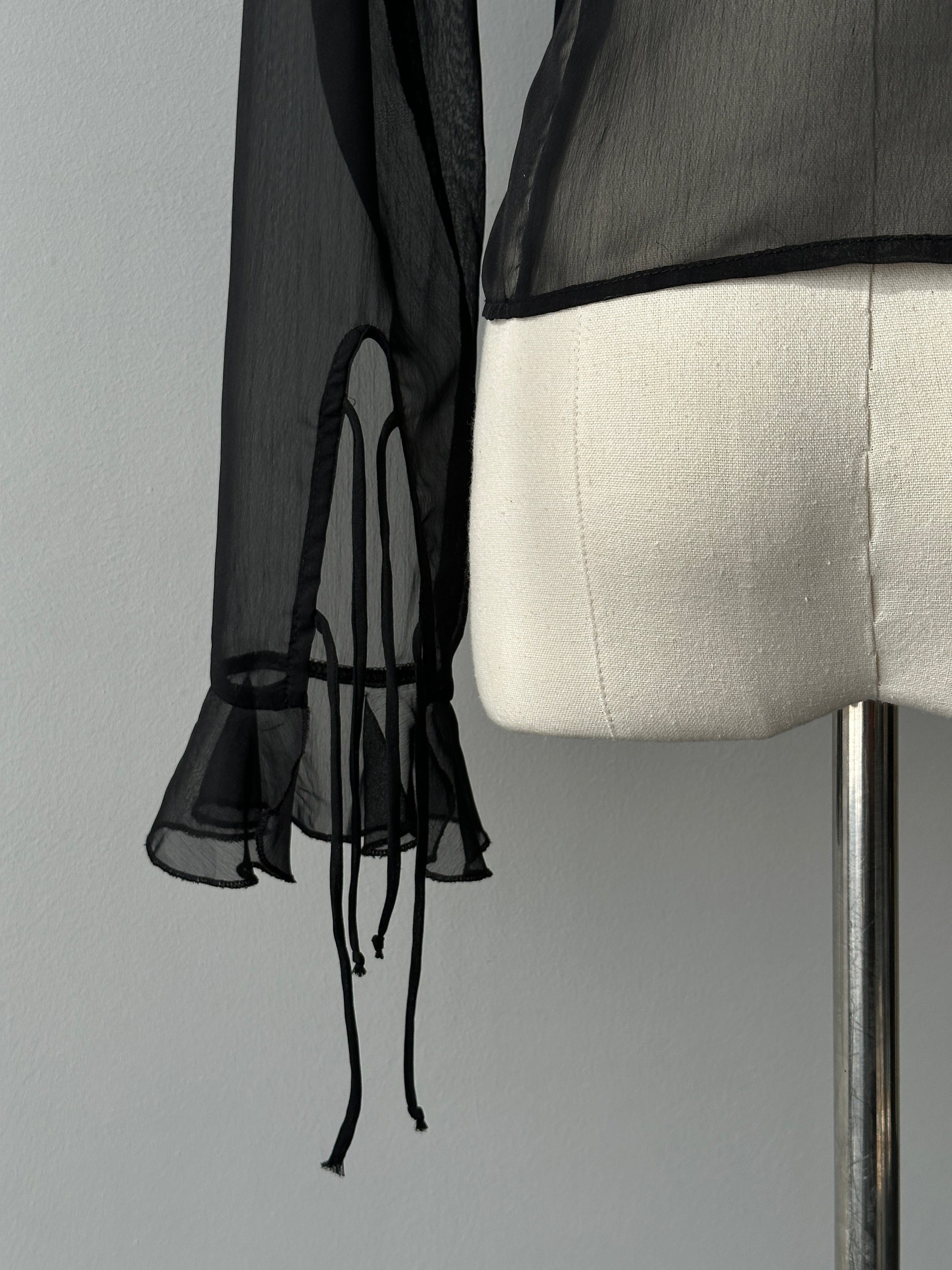 Vintage 1990s Sheer Tie Top - S