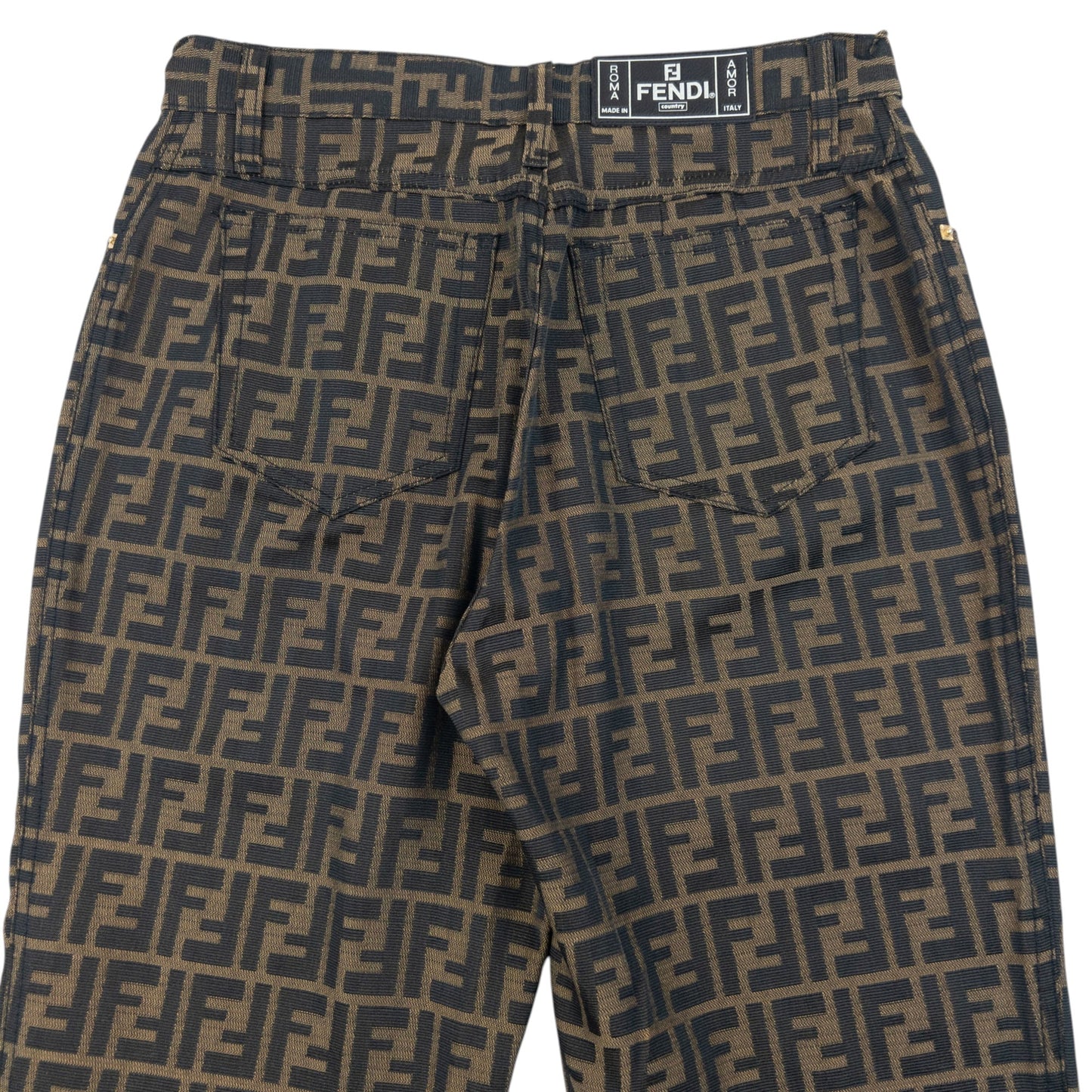 Vintage 90s Fendi Monogram Trousers Womens Size W27 | W27, Brown