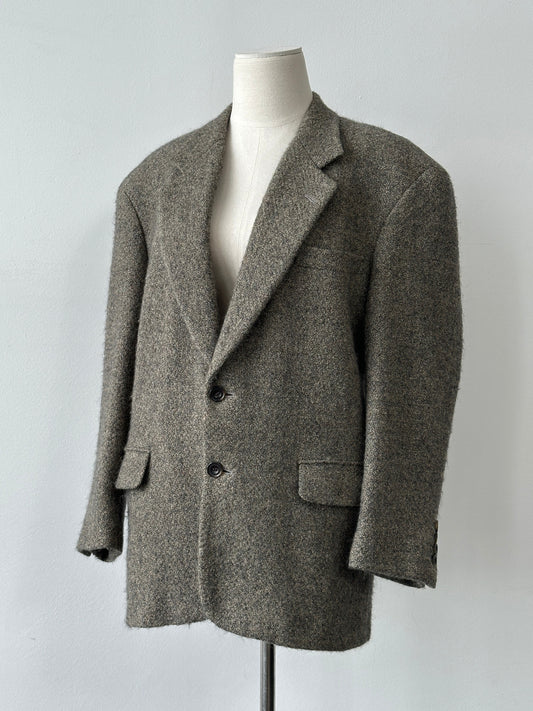 Christian Dior 1990s pure brushed wool single-breasted blazer in size S-M, featuring classic tailored fit and elegant design.