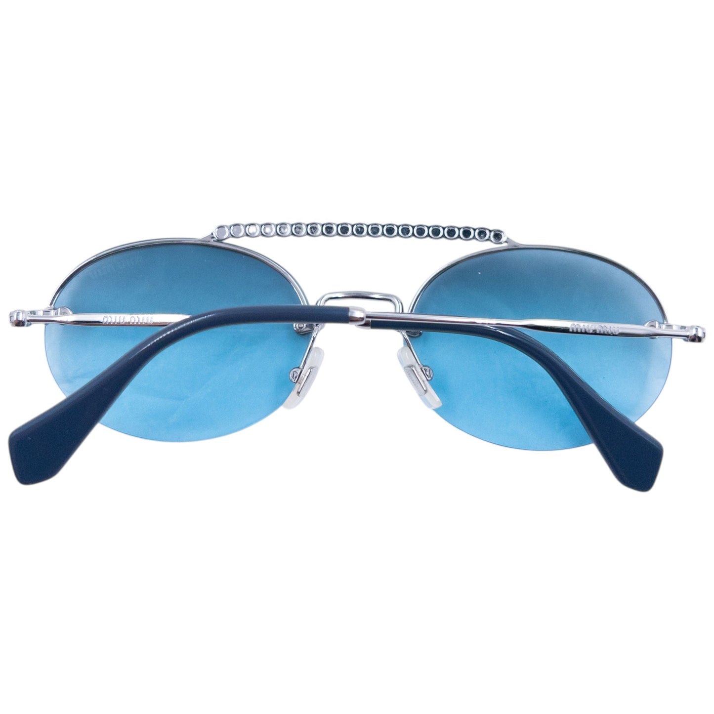 Miu Miu Bejewelled Rimless Sunglasses | O/S, Blue
