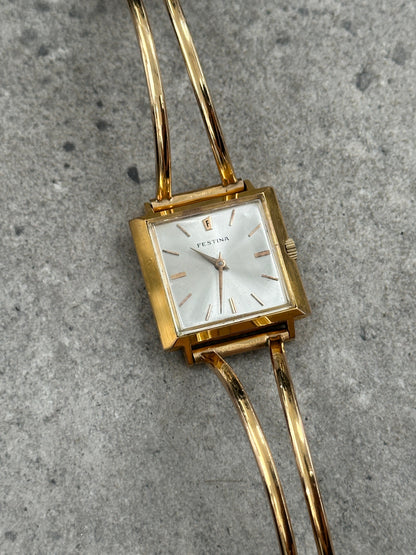 Vintage Festina 1970s Swiss Gold Tone Bracelet Mechanical Watch