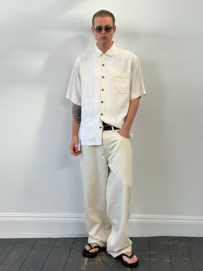 Vintage 1990s Pure Silk Short Sleeve Shirt - L