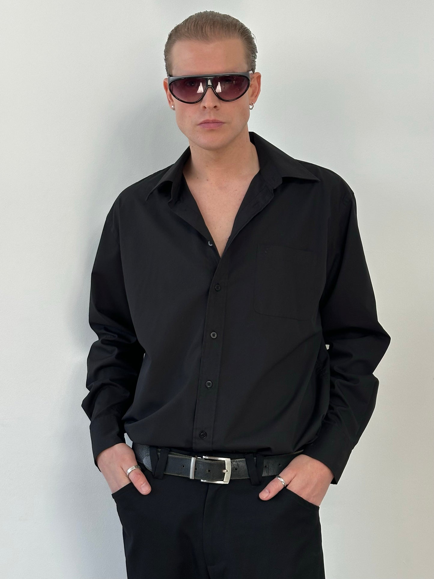 Yves Saint Laurent 1990s Cotton Logo Shirt - M/L
