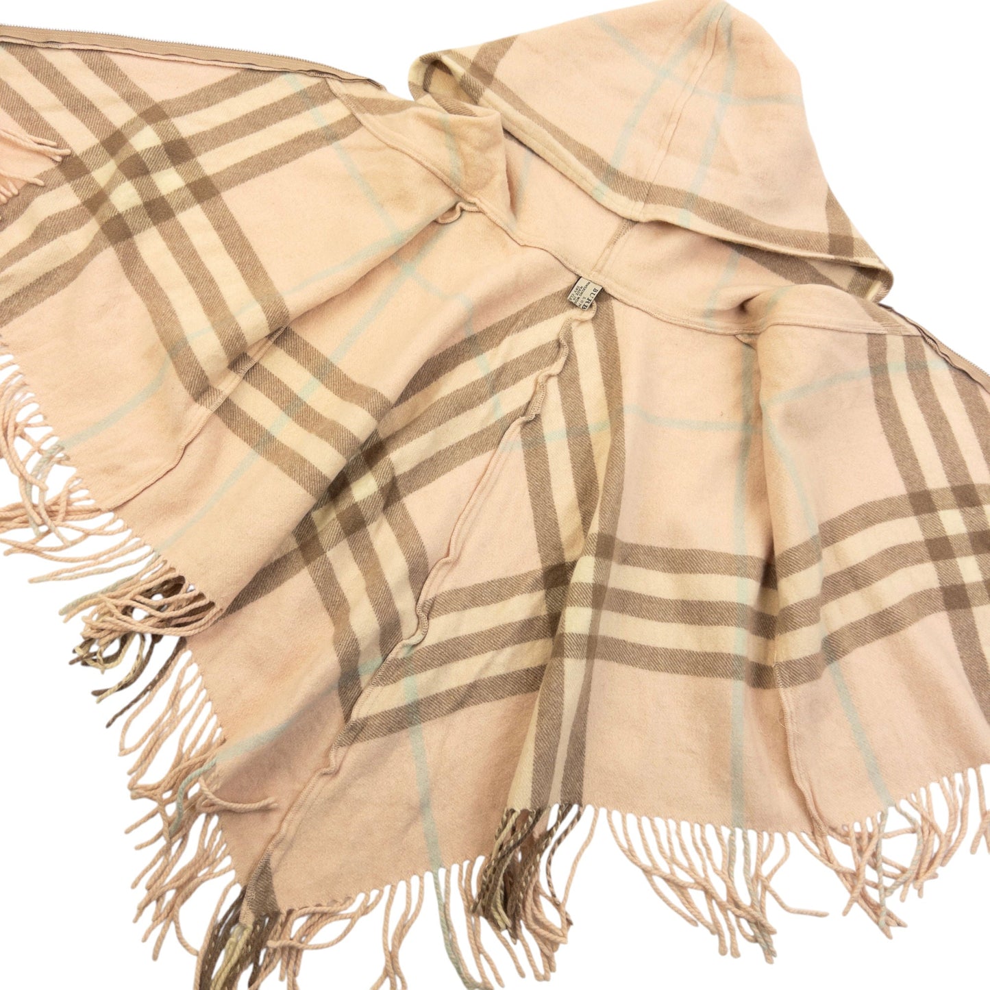 Vintage 2000s Burberry Nova Check Tassel Trim Poncho | O/S, Brown