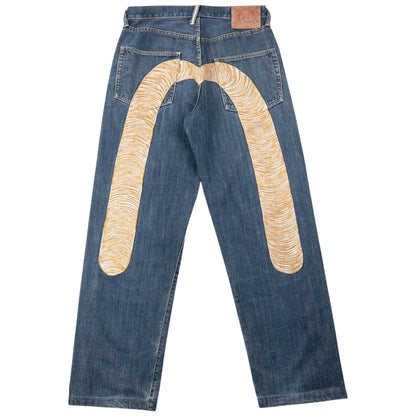 Vintage 2000s Evisu Embroidered Daicock Japanese Denim Jeans Size W30 | W30, Multicoloured