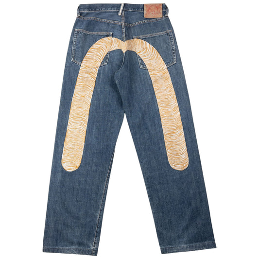 Vintage 2000s Evisu Embroidered Daicock Japanese Denim Jeans Size W30 | W30, Multicoloured
