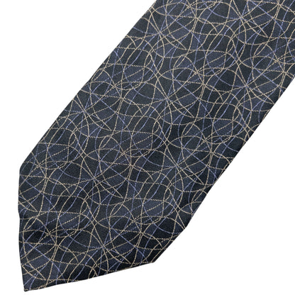 Vintage 90s Issey Miyake Pattern Silk Tie | O/S, Navy