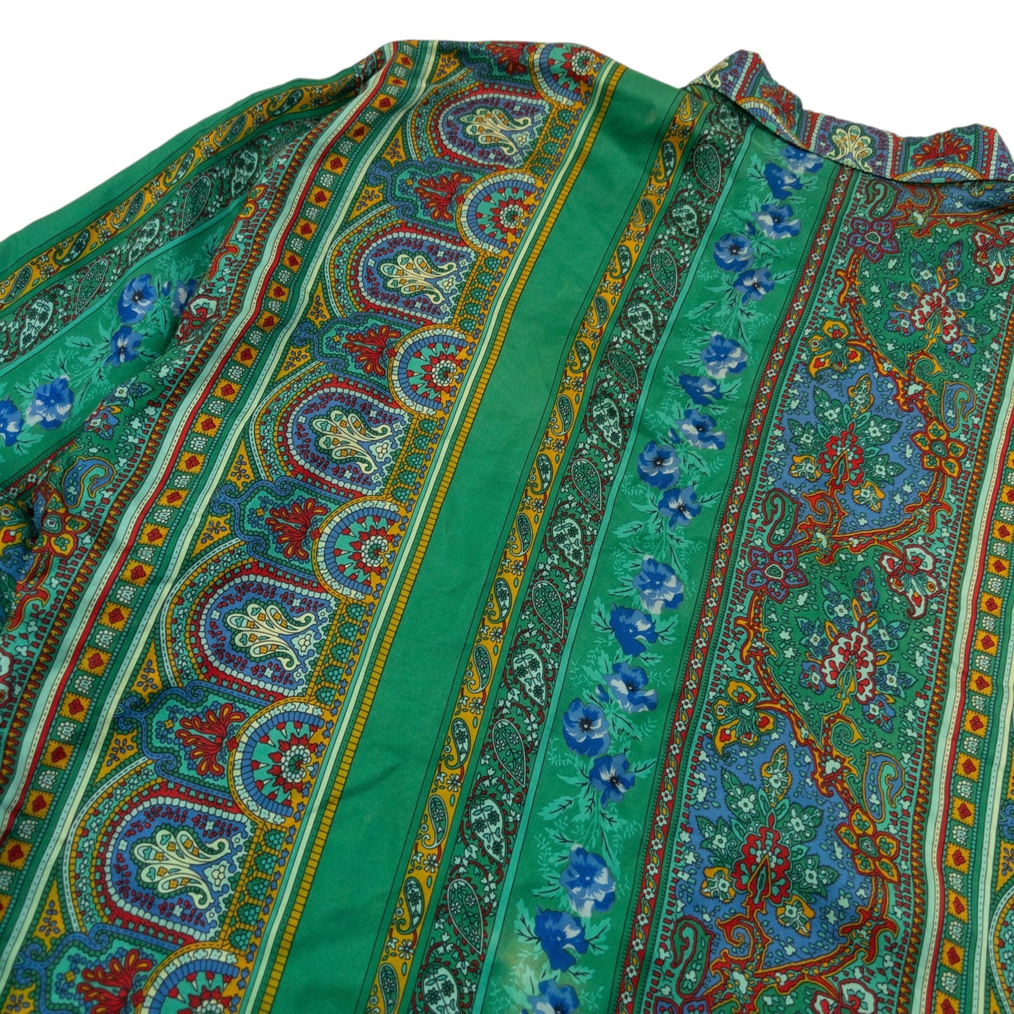 Vintage 90s Versace V2 Mosaic Paisley Print Long Sleeve Button Up Shirt Size S | Small, Green
