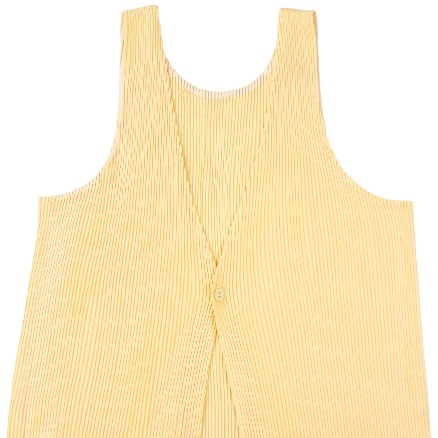 Vintage 90s Issey Miyake Pleated Longline Vest Dress Womens Size M | Medium, Yellow