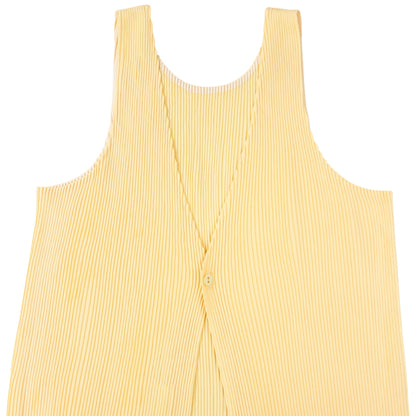 Vintage 90s Issey Miyake Pleated Longline Vest Dress Womens Size M | Medium, Yellow