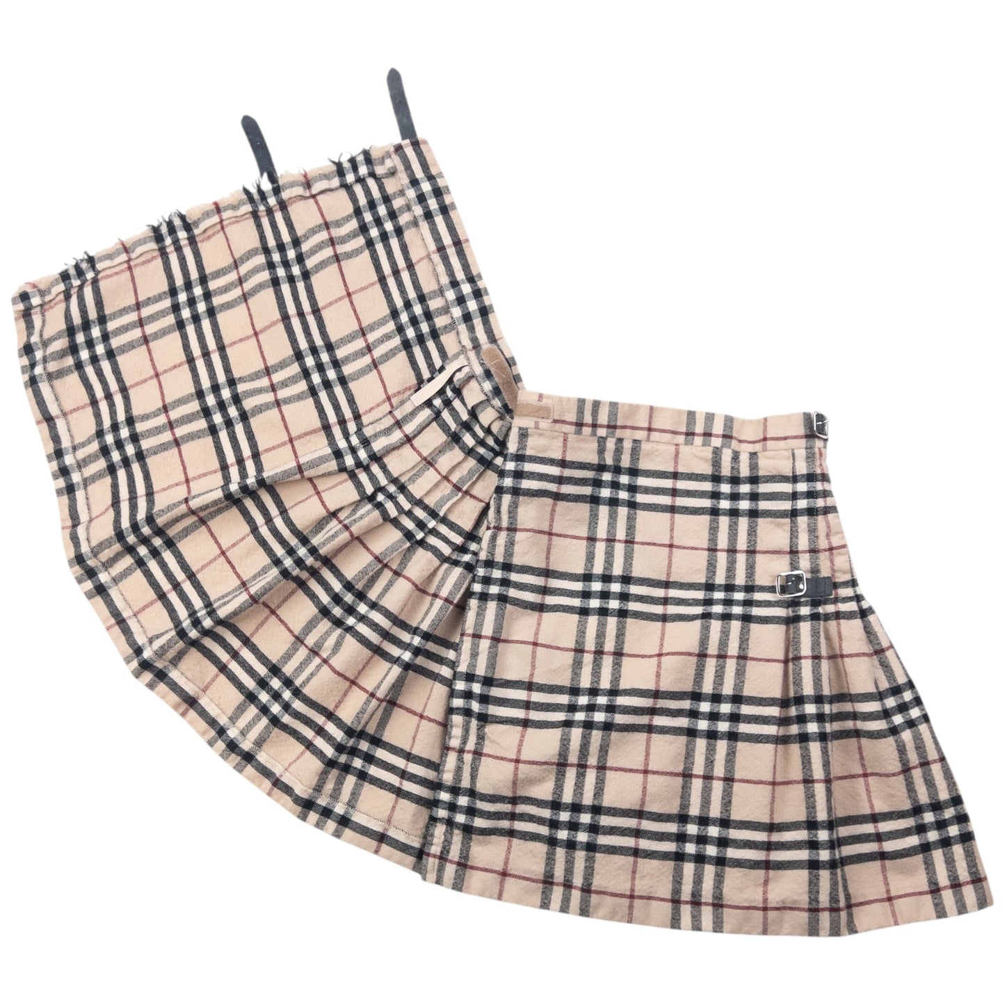 Vintage 2000s Burberry Nova Check Buckle Wool Mini Skirt Womens Size W22