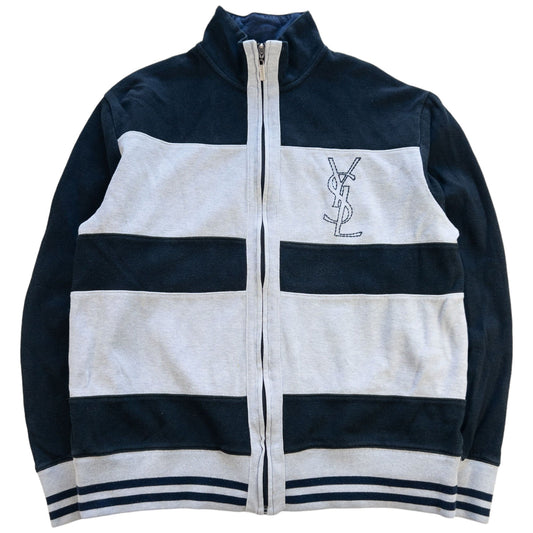 Vintage YSL Yves Saint Laurent Zip Up Striped Jumper Size M