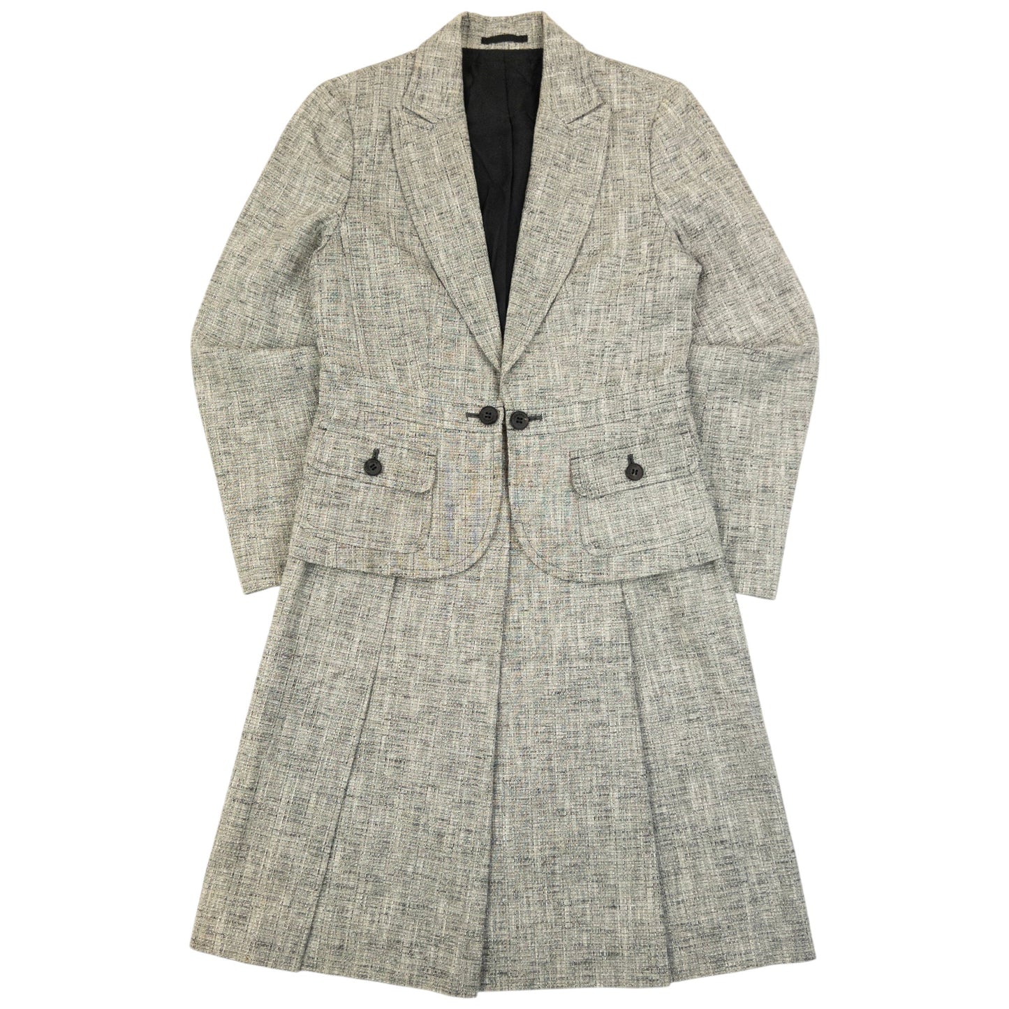 Vintage 2000s Burberry Jacket & Pleated Skirt Suit Set Womens Size M | Medium, Grey