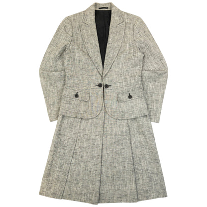 Vintage 2000s Burberry Jacket & Pleated Skirt Suit Set Womens Size M | Medium, Grey