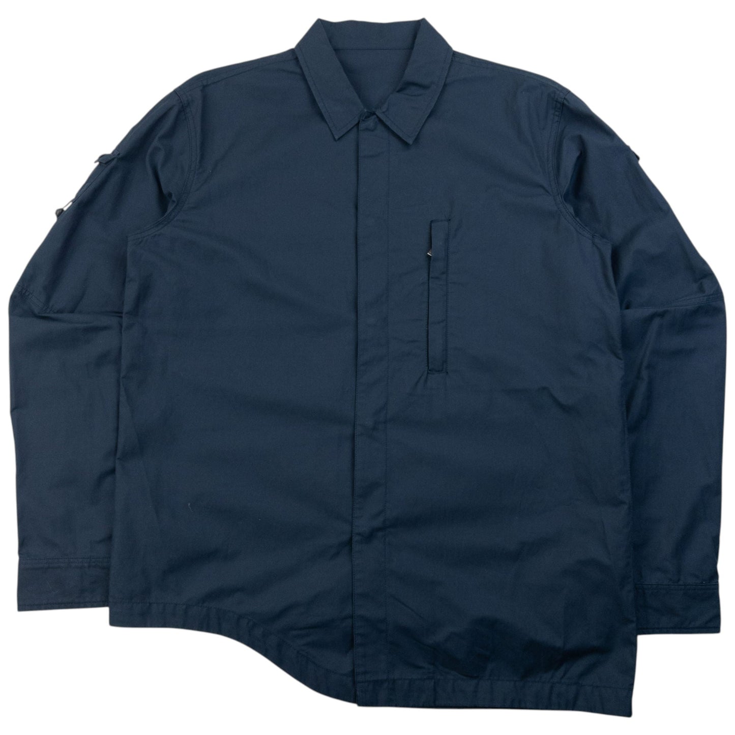 Vintage 2000s Maharishi Asymmetric Elastic Sleeve Button Up Shirt Size M | Medium, Navy