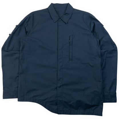 Vintage 2000s Maharishi Asymmetric Elastic Sleeve Button Up Shirt Size M | Medium, Navy