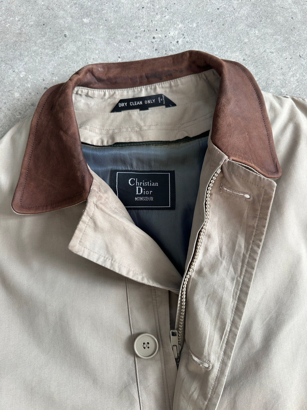 Christian Dior Monsieur 1990s Leather Collar Trench - XXL