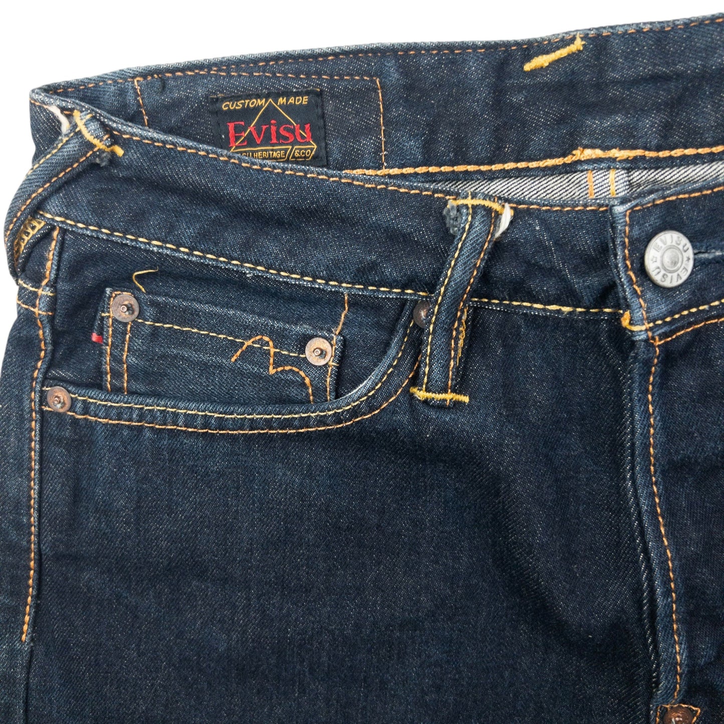 Vintage 2000s Evisu Daicock Japanese Denim Jeans Size W28 | W28, Navy