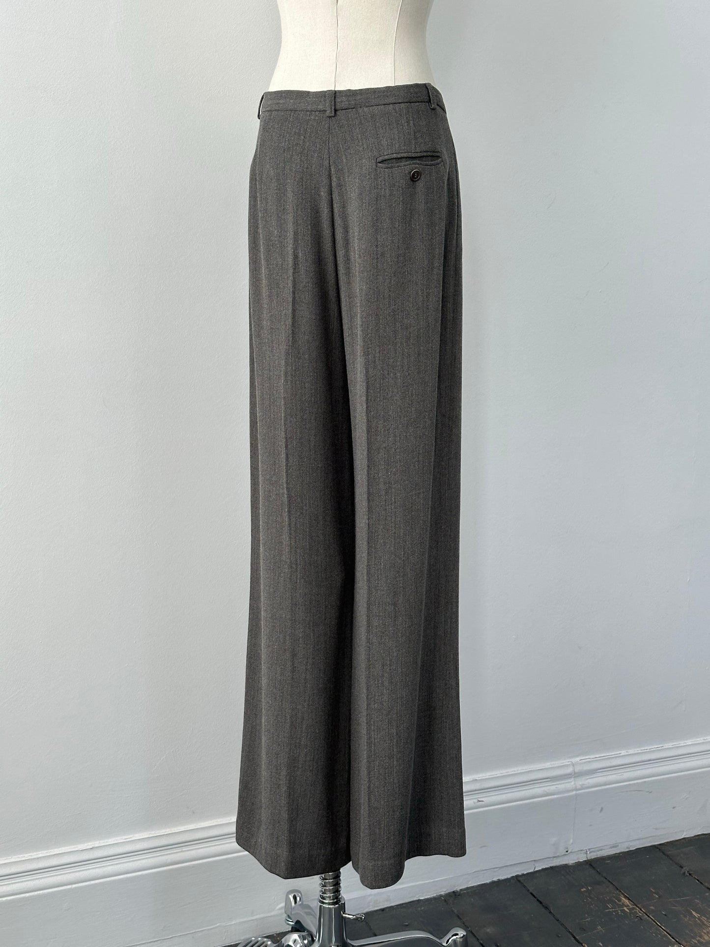 Calvin Klein 2000s Wool Wide Leg Tailored Trousers - W30