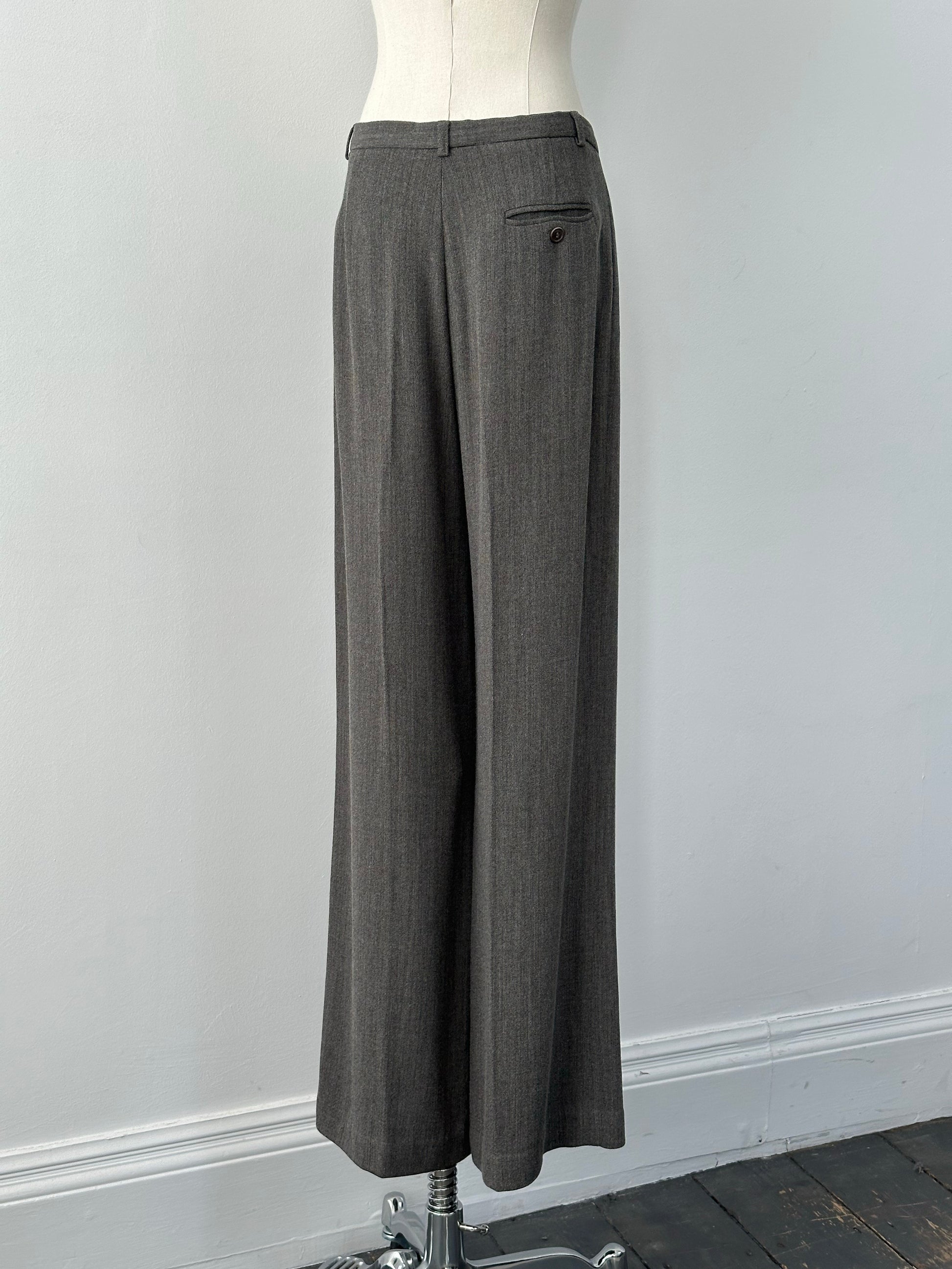 Calvin Klein 2000s Wool Wide Leg Tailored Trousers - W30