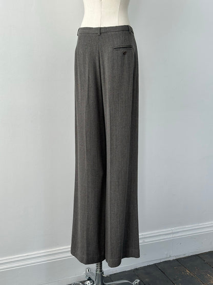 Calvin Klein 2000s Wool Wide Leg Tailored Trousers - W30