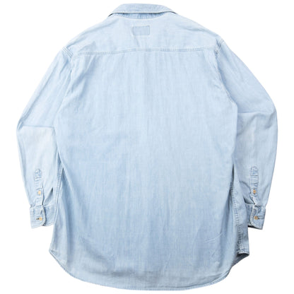 Vintage 90s Armani Jeans Long Sleeve Button Up Denim Shirt Size XL | XL, Blue