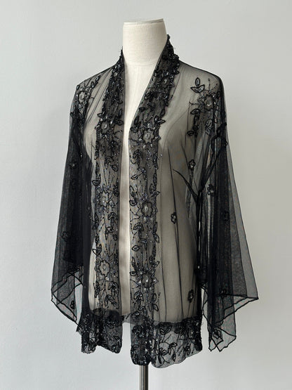Vintage 2000s Beaded Sheer Kimono Cardigan - One size