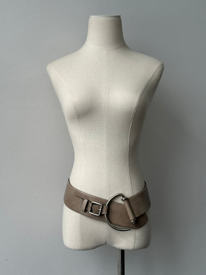Vintage 1990s Leather Chunky D Ring Belt - One size